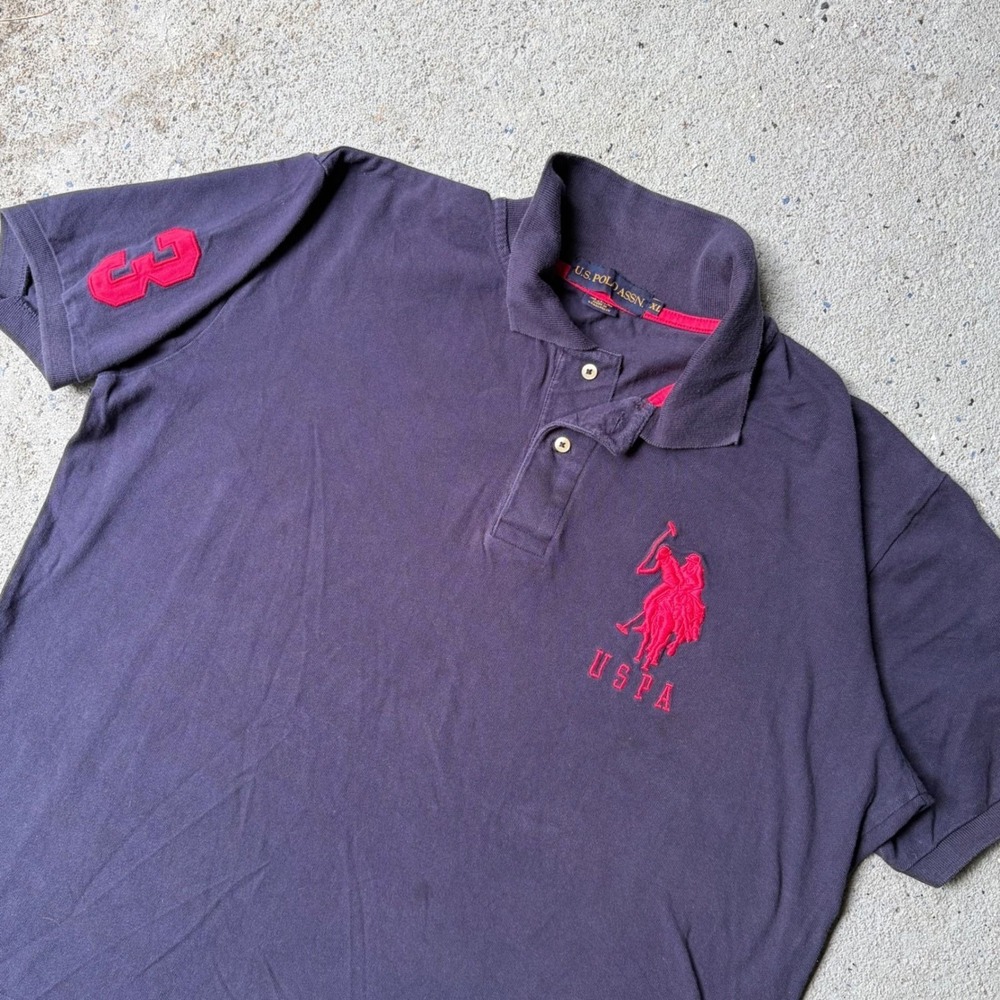 US Polo Assn Mens XL Navy Blue Big Logo Short Sleeve Cotton Pique Polo Shirt